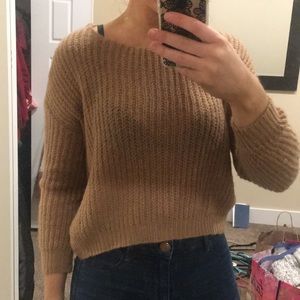 Misguided open back brown sweater